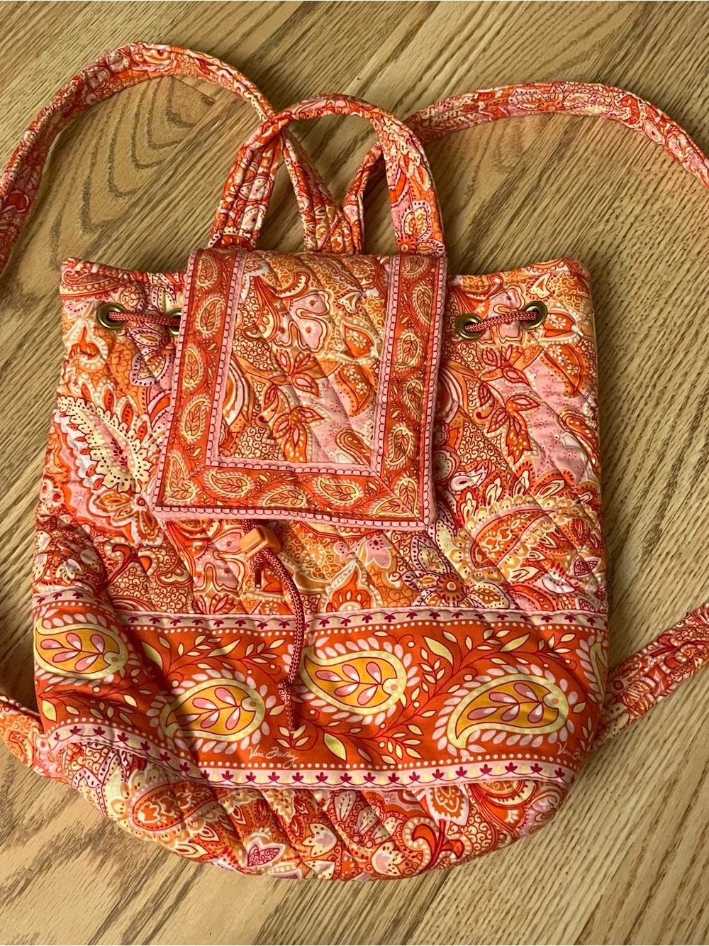 Vera Bradley Orange Paisley Drawstring Backpack